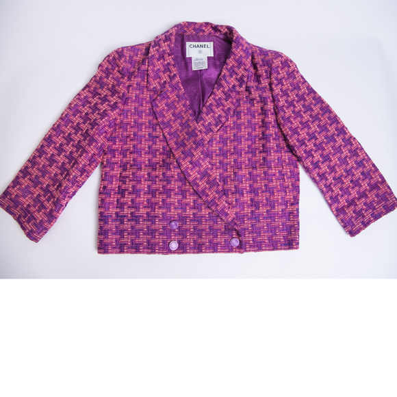CHANEL Jackets & Blazers - CHANEL Spr '01 Pink/Purple 3/4 Sleeve Jacket Sz40